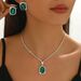 Water Drop Shaped Jewelry Two-Piece Set Necklace Earrings Square Pendant_ipsvogv.com
