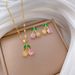 Titanium Steel 【 】 Light Luxury Cherry Pink Diamond Small Fresh Micro Inlaid Real Gold Necklace Earrings INS Clavicle 【 】_ipsvogv.com