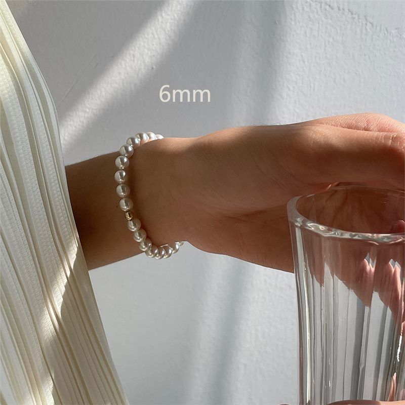 Hand Washing Without Taking Off Shi's Pearl American 14K Gold Wrapped Round Bead Elastic Rope Bracelet, Women's Summer_ipsvogv.com