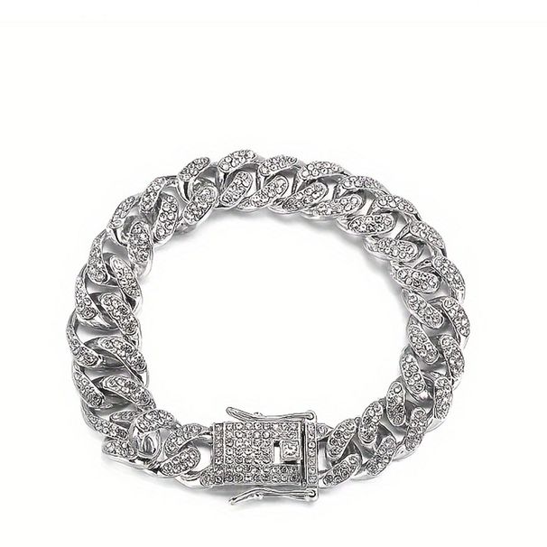 Suits Fashion Brand Full Diamond Necklace Jewelry Men Hip Hop Cuban Chain Men's Bracelet_ipsvogv.com