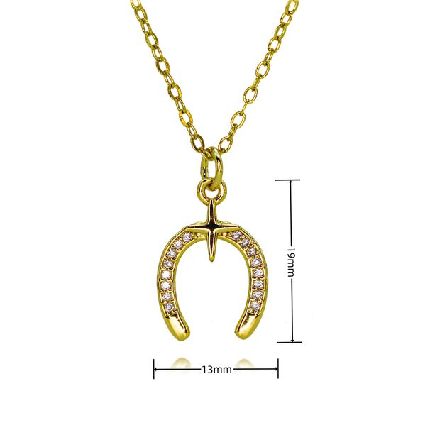 Zircon Copper Micro Inlaid Colored Zircon Horseshoe Necklace For Women Niche Design Light Luxury Temperament U Shaped Jewelry_ipsvogv.com