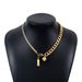 N11641 Hip Hop Spliced Square Label Round Ball Pendant Necklace with Minimalist Design and Sweet Cool Style Spicy Girl_ipsvogv.com