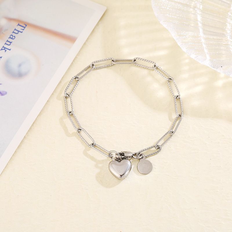 Simple Stainless Titanium Steel Love Pendant Bracelet For Women's Best Friend Jewelry_ipsvogv.com