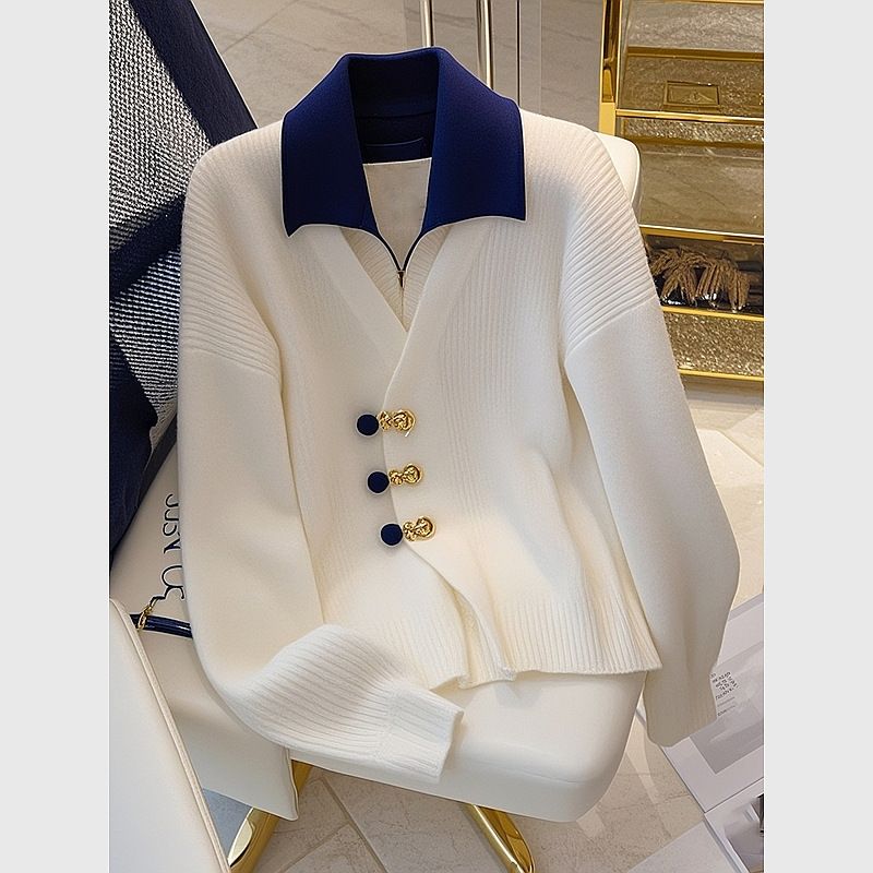 Women's Clothing two piece knitted sweater tops for women, niche design, high end temperament, small fragrance style sweater_ipsvogv.com