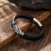 Men's Jewelry Simple Two Color Leather Men's Bracelet Stainless Steel Magnet Buckle Trend Bracelet Creative Accessories_ipsvogv.com
