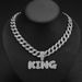 Women’s Jewelry Set Fashion Men's Niche Environmentally Friendly Alloy Hip Hop Street Style Full Diamond Chain Letter KING Cuban Chain Jewelry_ipsvogv.com