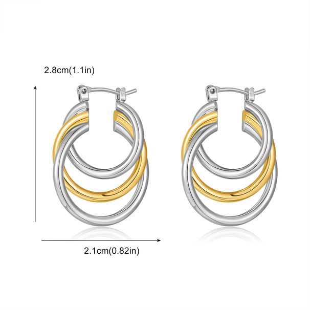 Women's Jewelry C Shaped Earrings Contrast Color High End Autumn And Winter Color Matching Earrings Group Light Luxury Ear Jewelry Two Color Earrings_ipsvogv.com