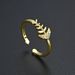 Unisex Simple And Elegant Real Gold Electroplated Fish Bone Ring With Adjustable Opening, Must Have For Fashionistas_ipsvogv.com