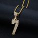 Men's Jewelry Popular Hip Hop HIPHOP Jewelry Stainless Steel Gold Plated Diamond Number 7 Pendant Necklace_ipsvogv.com