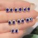 Cao Shi Court French Elegant Small Earrings, Copper Set With Four Claws, Oval Shaped Sapphire Blue Zircon Mini Earrings_ipsvogv.com