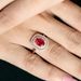 Sanjie Rose Gold Jewelry Inlaid With Natural Pigeon Blood Red Zircon Ring, Classic Square Women's Ring_ipsvogv.com