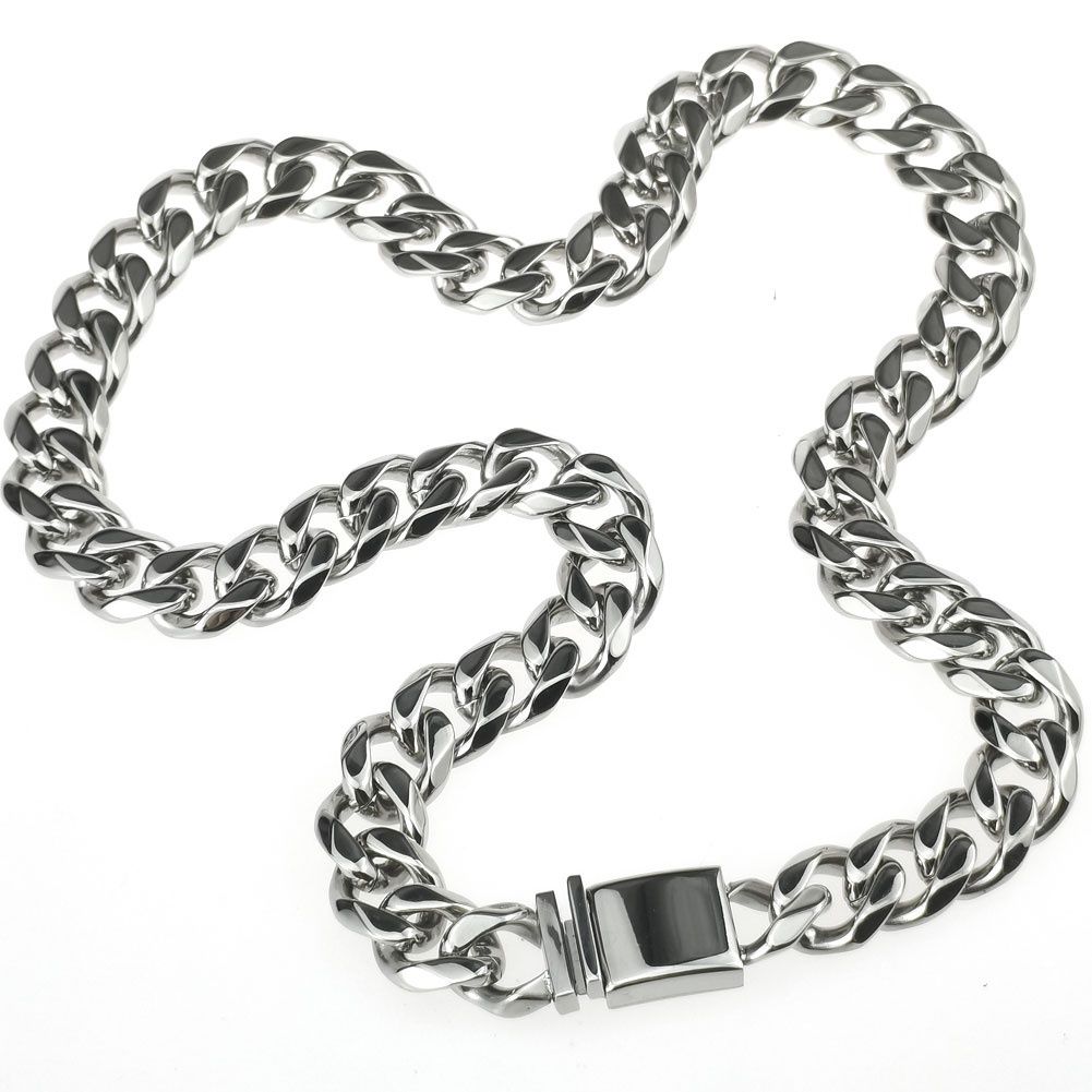 316L Stainless Steel Tone Hip Hop Necklace for Mens Chain Width: 9~16mm_ipsvogv.com