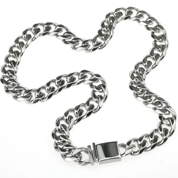 316L Stainless Steel Tone Hip Hop Necklace for Mens Chain Width: 9~16mm_ipsvogv.com