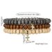 New Retro Style Wooden Beads Stacking Bracelets Men's Beaded Cross Pendant Bracelet Set Bracelets_ipsvogv.com