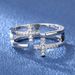 Jewelry Korean Edition Micro Set Zircon Cross Double Layer Personalized Geometric Open Women's Ring_ipsvogv.com