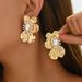 Metal Flower Inlaid Pearl Design Earrings For Women All Match High End Earrings Trendy Earrings_ipsvogv.com