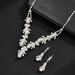 Trendy Jewelry Exquisite Crystal Rhinestone Necklace Earrings Dress Two-Piece Set_ipsvogv.com