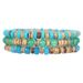 Natural Stone Wood Chips Coconut Shell Elastic Beaded Bracelet Set Retro Couple Beach Bracelet_ipsvogv.com