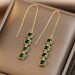 Cao Shi's Emerald Small Square Tassel Earline Personalized Face Show Thin Mesh Red Earrings Fashion Trend Earrings_ipsvogv.com
