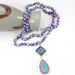 Bohemian Style 8mm Green Turquoise Rain Colored Stone Natural Stone Sweater Chain Necklace Handmade_ipsvogv.com