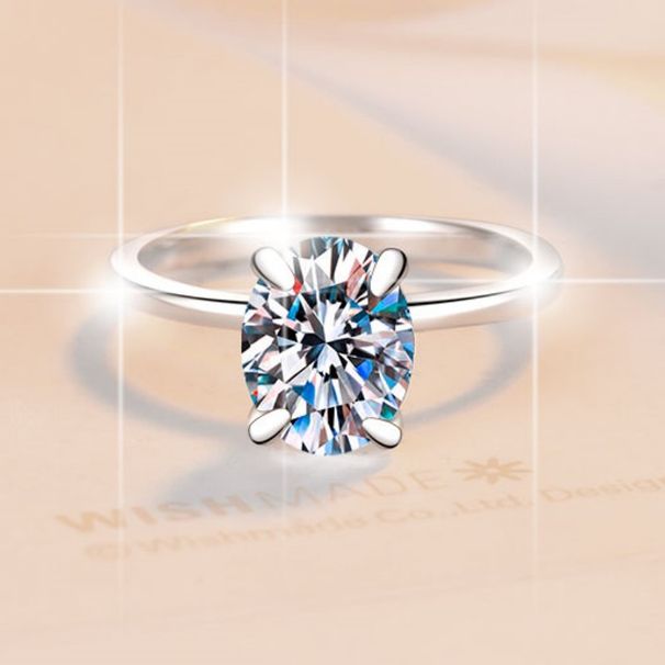 Oval Moissanite Ring Women Four Claw Simple Gold Plated S925 Sterling Silver Egg Shaped Ring_ipsvogv.com