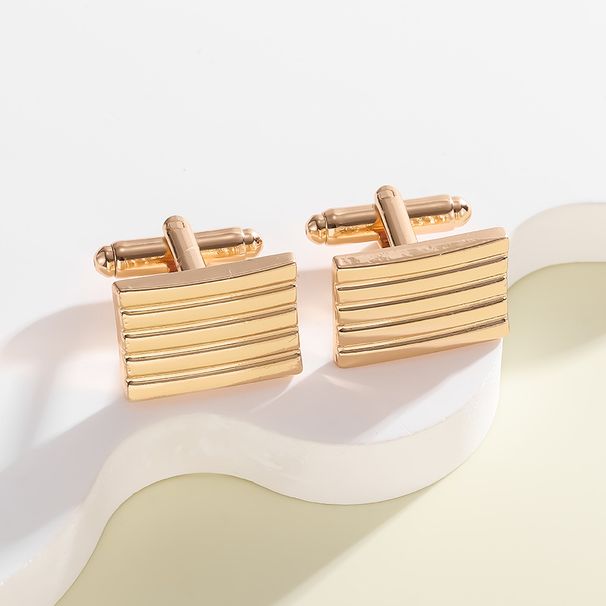 New round square baked paint men's French rectangular striped grid cufflinks_ipsvogv.com