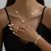 Women’s Jewelry Set Fashion Jewelry Set Necklace Earrings Bracelet Three Piece Rose Gold_ipsvogv.com