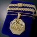 Jewelry Inlaid Diamond Octagon Enamel Letter Pendant Accessories Hip Hop Men's Necklace_ipsvogv.com