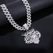 Unisex Cool Three Dimensional Full Diamond New Oil Painting Tiger Head Pendant Trendy Personality Men's Hip Hop Necklace_ipsvogv.com