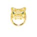 Hiphop Copper Inlaid Zircon Domineering Men's And Women's Closed Mouth Super Sparkling Large Full Leopard Head Ring_ipsvogv.com