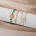 Personalized Combination With White Green Beaded Gold Circle Sequins, 4-piece Set Bracelet_ipsvogv.com