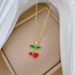 Steel 【 Titanium 】 Red Cherry Fruit Light Luxury Temperament Gorgeous Full Diamond Necklace Women's Versatile Collarbone 【 】_ipsvogv.com