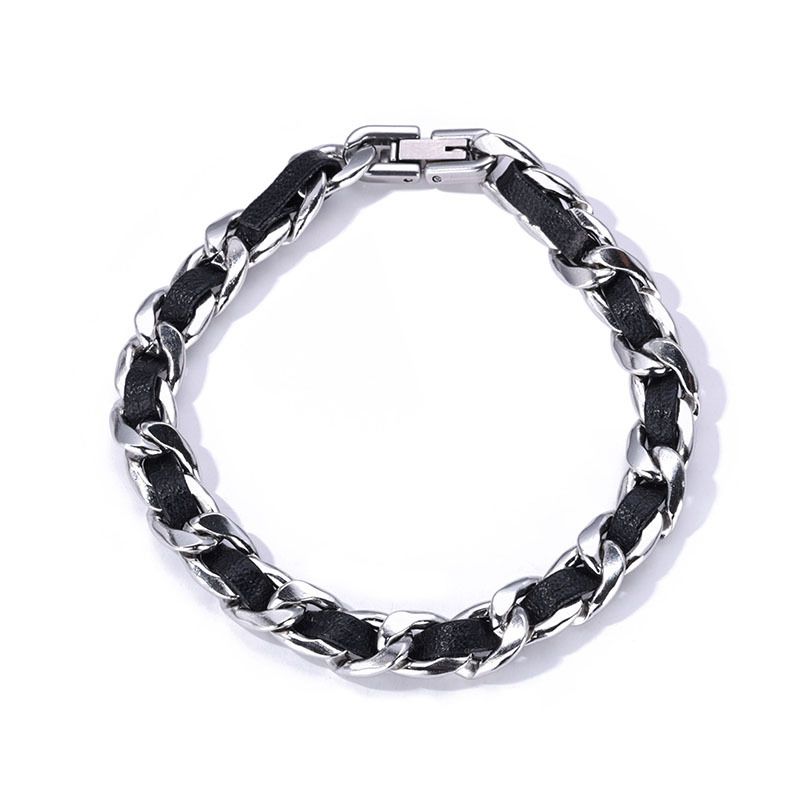 Men's Jewelry Trendy Hip Hop Style Braided Leather Titanium Steel Bracelet Niche Design High End Jewelry_ipsvogv.com