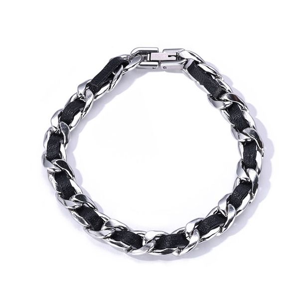 Men's Jewelry Trendy Hip Hop Style Braided Leather Titanium Steel Bracelet Niche Design High End Jewelry_ipsvogv.com