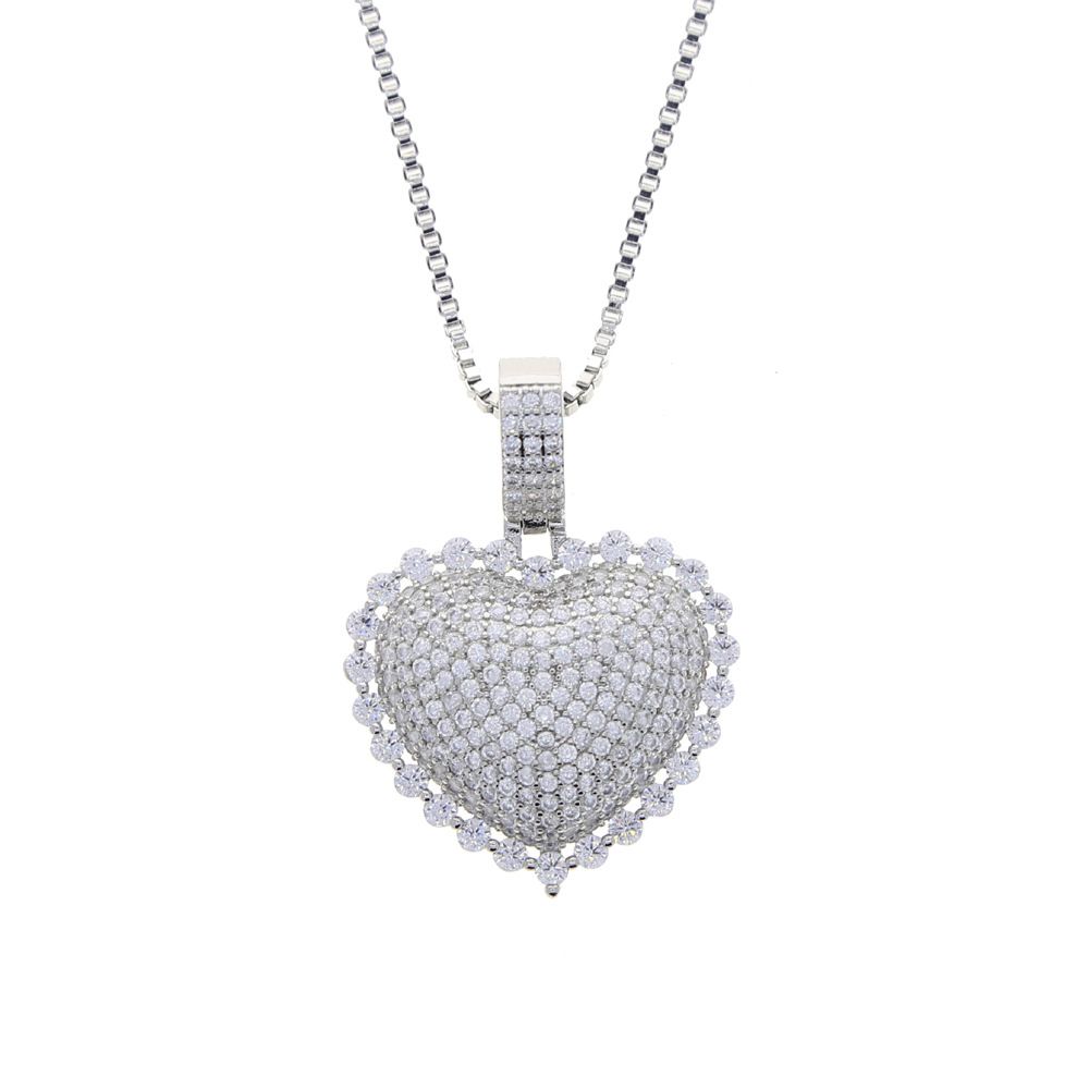 Hip Hop New Heart Shaped Zircon Pendant Trend Inlaid Zircon Full Diamond Love Necklace_ipsvogv.com