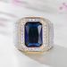 Hot hip hop division gold bully square sapphire big man ring_ipsvogv.com