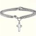 New Style Cross Hollow Chain Titanium Steel Men's Double Layer Personality Bracelet_ipsvogv.com