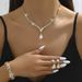 Gold Fashion OL Claw Chain Rhinestone Bridal Jewelry Full Diamond Tassel Necklace Earrings Bracelet Set_ipsvogv.com
