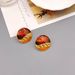 Vintage vintage large style pop colored enamel silver needle earrings, personalized brass electroplating, real gold_ipsvogv.com
