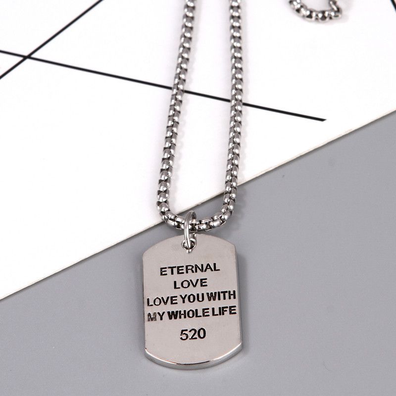 Chaoren Hip Hop Accessories Titanium Steel Letter Necklace Men's Hiphop Pendant Personalized Military Brand ins Bounce_ipsvogv.com