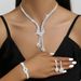Bridal Daily Wear Elegant Super Shiny Diamond-Encrusted Necklace, Earrings, And Bracelet Three-Piece Set_ipsvogv.com