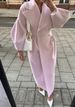 Women's woolen coat intellectual wind pocket lapel winter new solid color lantern sleeve female coat_ipsvogv.com