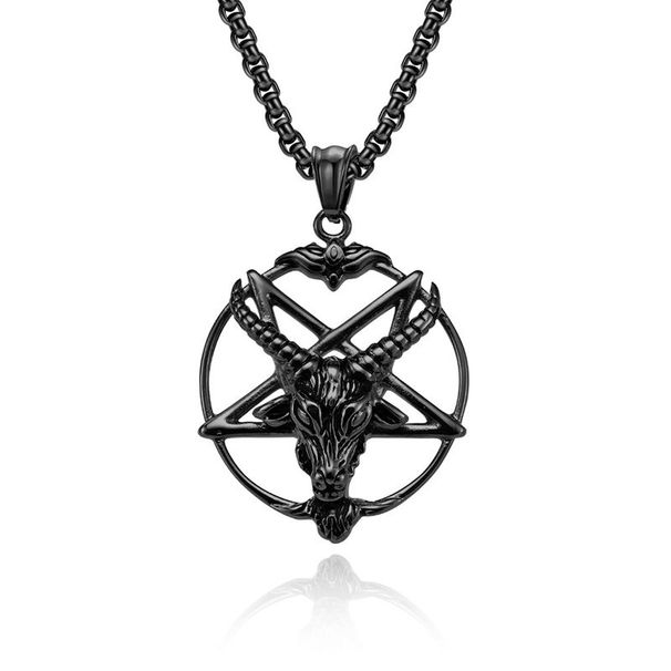 Retro Style Satan Goat Pentagram Titanium Steel Personality Trend Wear Necklace Pendant_ipsvogv.com