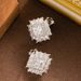 Fashionable And Exquisite Sparkling Zircon Small Square Diamond Earrings, Ear Clips Without Holes, Niche High-end_ipsvogv.com