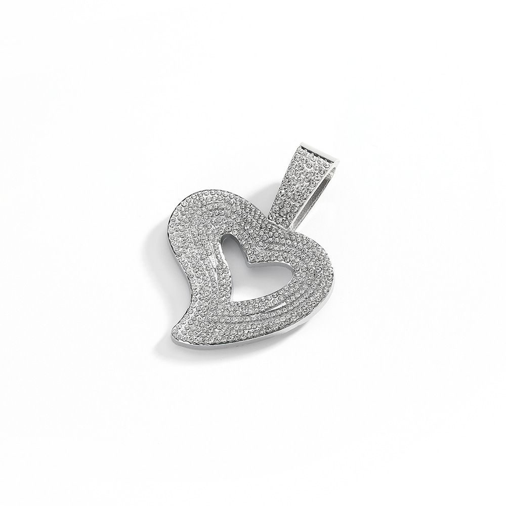 New Men's Women's Large Heart Alloy Necklace With Hip-hop Personality And Fashionable Rap Setting Pendant_ipsvogv.com
