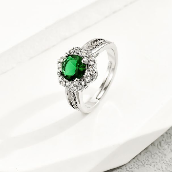 Ins Japanese Korean niche versatile plain women's inlaid emerald zircon ring, simple and fashionable index finger ring_ipsvogv.com