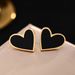 Personalized Black And White Beimu Peach Heart Titanium Steel Vacuum Plated Gold Non Fading Earrings Jewelry_ipsvogv.com