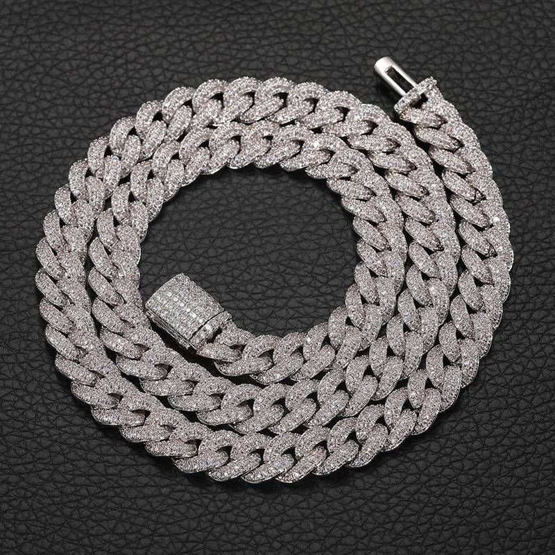 Men's Jewelry 8mm Full Of Zircon Cuban Chain Personality Hip Hop Trendy Bubble Ball Necklace_ipsvogv.com
