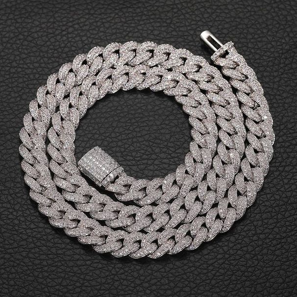Men's Jewelry 8mm Full Of Zircon Cuban Chain Personality Hip Hop Trendy Bubble Ball Necklace_ipsvogv.com