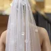 Hair Jewelry V193 Pearls Beaded Wedding Veil 3D Flowers Long Cathedral Soft Bridal Illusion With Comb Elegant Bride_ipsvogv.com